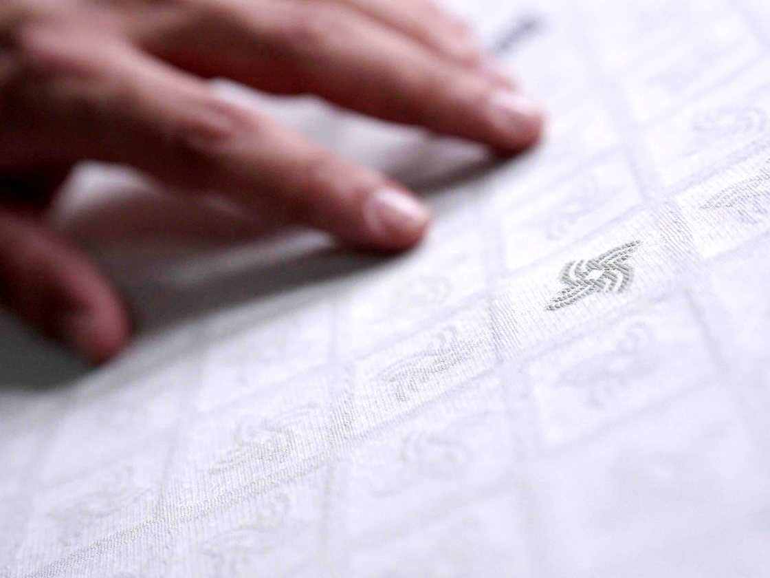 Finished fabric inspected by hand
